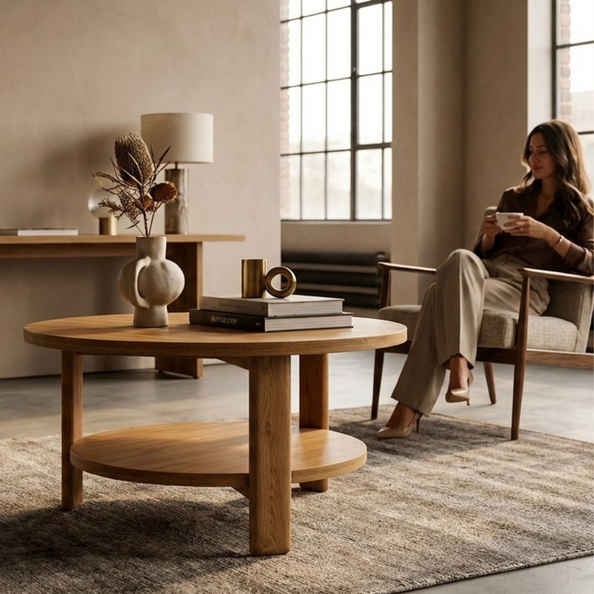 STOLIK KAWOWY z Drewna Litego Dębowego - Jesionowego STK-907